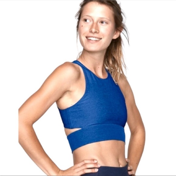 Outdoor Voices Tops - Outdoor Voices Slashback crop top tank bra blue black XS S
